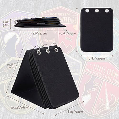 Patch Display, Vertical Patch Organizer with 4 Pages for Hook & Loop Patch Collections Display, 3-Ring Patch Display Holder (Black)