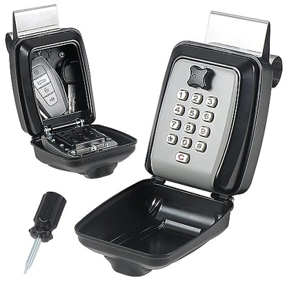Car Window Punch Button Lock Box, Black Portable Car Key Lock Box, Sturdy Waterproof Large Capacity Lock Box for Turo, Ride Share, GetAround Anti-Theft Devices for Vehicles