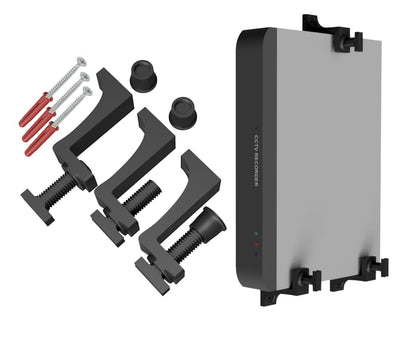 Adjustable Brackets Wall Bracket for DVR NVR Router Switch Mini PC Console Freeview Cable Box Wall Mount Modem - Universal Hideit Wall & Under Desk Mount for Devices 0.7-2.1 inches Thick Made in UK