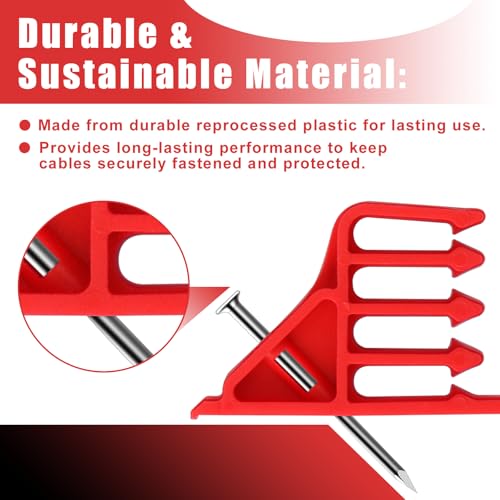 200 Pack Cable Stackers with Steel Nails, Multi-Cable Electrical Wire Clips | Insulated Cord Staples for Organizing Multiple Electrical Wires and Cables, Easy Nail-In Installation for Most Cable Types