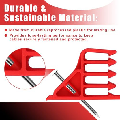 200 Pack Cable Stackers with Steel Nails, Multi-Cable Electrical Wire Clips | Insulated Cord Staples for Organizing Multiple Electrical Wires and Cables, Easy Nail-In Installation for Most Cable Types