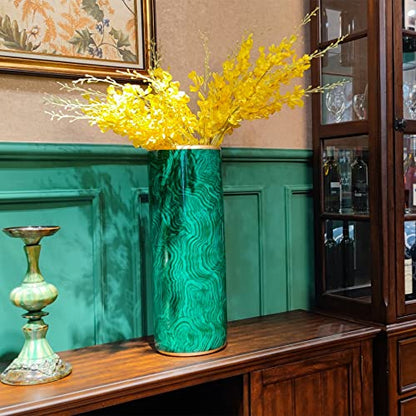 24" H Ceramic Umbrella Stand Malachite Green for Entryway Indoor | Porcelain Umbrella Rack Modern Style Floor Vase for Storing Canes Walking Sticks for Entryway Porch Indoor Home Decor