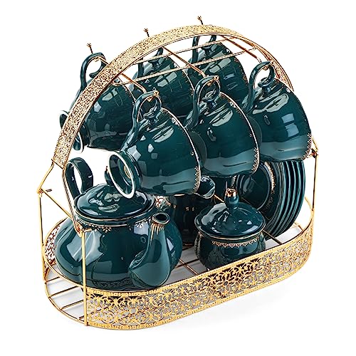 Coffee Mug Holder with Oval Drip Tray (Glod) | Mug Holders for Counter Coffee Rack Cup Holder Stand Dishes Organizer Steel Wire Rack Display Stand Service for Tea Cups