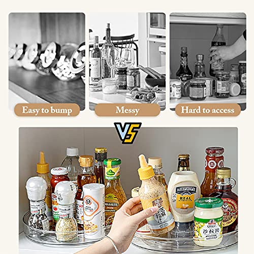 URALFA 2 Pack Lazy Susan Turntable, 10.5 Inch Spinning Cabinet Organizer | Clear Acrylic Rotating Round Lazy Susan, Plastic Spice Rack Storage for Fridge Refrigerator, Pantry, Countertop