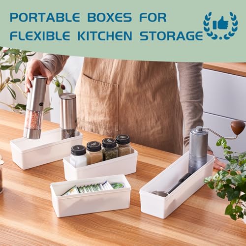 Storage Bag Organizer for Kitchen- Baggie Drawer Organizer & Plastic Food Storage Bags Holder- Compatible with Gallon, Quart, Sandwich, Snack Bags, Freezer, Slider Bags-4 Separate Pieces White
