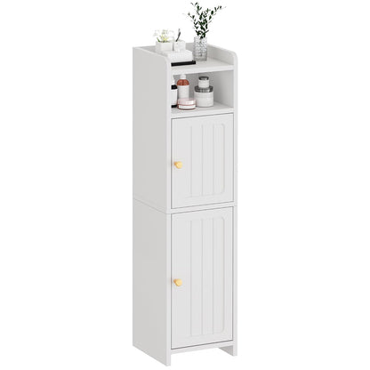 BEWISHOME Small Bathroom Storage Cabinet, 2 Doors Narrow Bathroom Cabinet | Storage Cabinet with Adjustable Shelves, Narrow Toilet Paper Cabinet 7.9"D x 7.9"W x 31.5"H, for Small Spaces, White YYG03W
