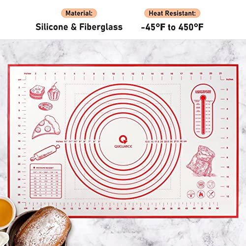 Silicone Baking Pastry Mat Large Dough Kneading Sheet for Rolling, 16×24 in | Non-Stick Non-Slip Reusable Kitchen Pad with Measurement Household Baking Essential for Pie Bread Pizza Cookie Fondant Making