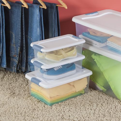 15 Qt Latching Storage Box, Stackable Bin with Lat... (12 Count | White | Plastic)