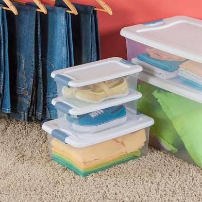 15 Qt Latching Storage Box, Stackable Bin with Lat... (12 Count | White | Plastic)