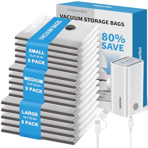 15 Pack Vacuum Seal Bags for Clothing Travel with... (15 Count)