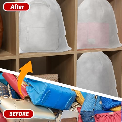 100pcs Dust Bags for Purses Storage Bags for Handbags Drawstring Purse Covers for Dust and Storage 15.7in x 18.89in Breathable Non-woven Fabric Storage Pouch String Bag Travel Shoe Dust Bags