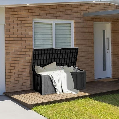 200 Gallon Resin Deck Box Waterproof Outdoor Storage Box for Patio Furniture Pool Accessories Indoor Storage for Cushion Garden Tools, Black