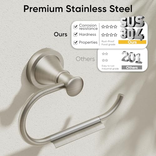 Toilet Paper Holder Wall Mount Bathroom Tissue Holder Brushed Nickel | Pivoting Tissue Roll Holder, High Quality Stainless Steel Hand Towel Ring Rustproof, Bathroom Accessories,Toilet Storage