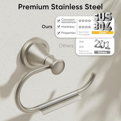 Toilet Paper Holder Wall Mount Bathroom Tissue Holder Brushed Nickel | Pivoting Tissue Roll Holder, High Quality Stainless Steel Hand Towel Ring Rustproof, Bathroom Accessories,Toilet Storage