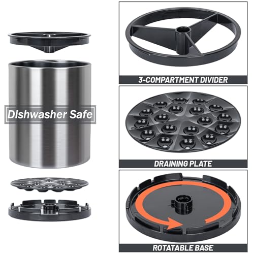 Kitchen Utensil Holder for Countertop 360° Rotating Utensil Caddy Extra Large Utensil Crock Cooking Utensil Holder for Kitchen Counter