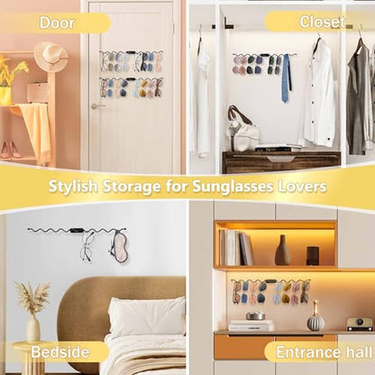 AQAREA Wall Mounted Sunglasses Organizer: Industrial Metal Glasses Holder Stand with Large Capacity