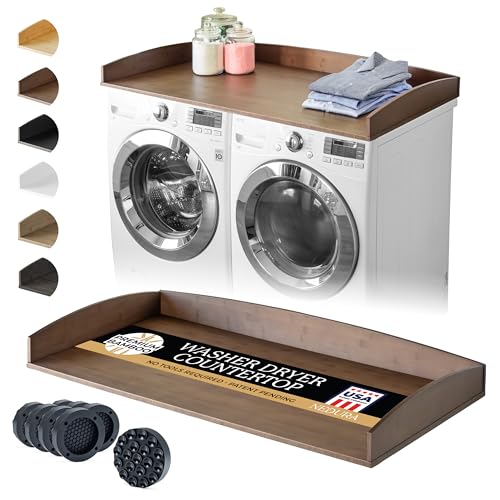 Washer Dryer Countertop with Anti-Vibration Pads,... (Dark Walnut | Bamboo)