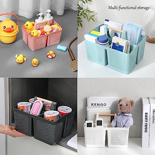 Portable Shower Caddy Basket Plastic Cleaning Caddy Organizer Storage Tote with Handle for Bathroom, College, Dorm Room Essentials, White | Cleaning Caddy Organizer for Bathroom, College Dorm Room Essentials, Storage Tote
