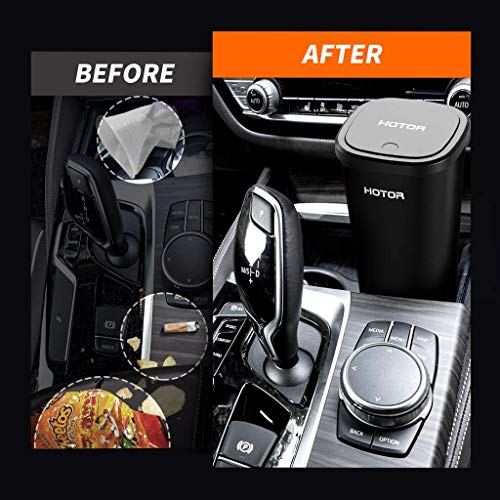 HOTOR Car Trash Can with Lid, 30 Trash Bags, Black, 2-Pack | Multipurpose Car Trash Cup and Garbage Can for Car, Office & Home, Suitable for Various Daily Storage and Disposal Needs