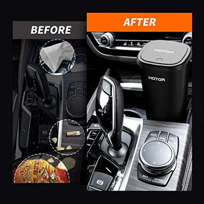 HOTOR Car Trash Can with Lid, 30 Trash Bags, Black, 2-Pack | Multipurpose Car Trash Cup and Garbage Can for Car, Office & Home, Suitable for Various Daily Storage and Disposal Needs