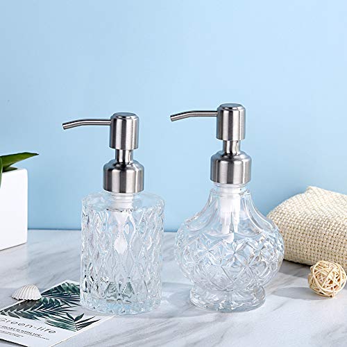 YunNasi Soap Dispenser with Pump, Clear Crystal Design, Refillable | Vintage and Elegant,Liquid Hand Soap Dish Soap Dispensers for Bathroom Counter, Kitchen Sink, Style 1
