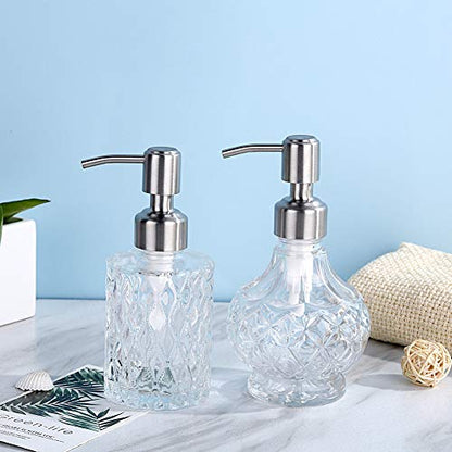 YunNasi Soap Dispenser with Pump, Clear Crystal Design, Refillable | Vintage and Elegant,Liquid Hand Soap Dish Soap Dispensers for Bathroom Counter, Kitchen Sink, Style 1