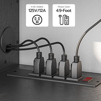 HOOBRO 55" Floating TV Stand with Power Outlet, Modern Wall Mounted Media Console Shelf Cabinet for Under TV Storage, Entertainment Center, Living Room, Bedroom, Rustic Brown and Black BF11DS01