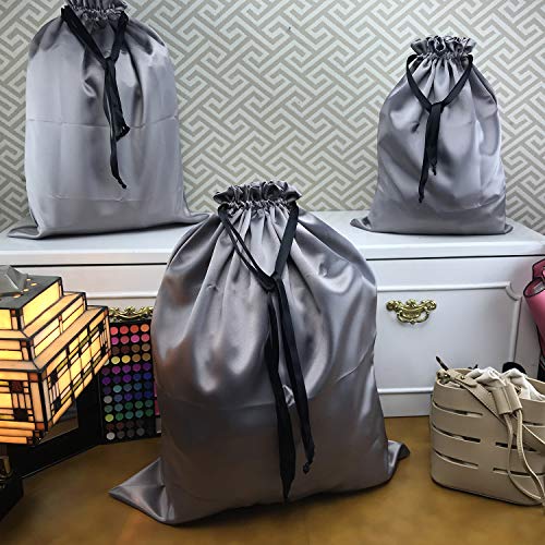 PlasMaller Dust Cover Storage Bags Thick Silk Cloth Pouch with Drawstring For Luxuries Handbags Tote Purses Shoes Boots, Silver (19.6 x 23.6 in)