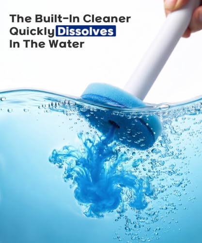 Disposable Toilet Brush and Holder Set with 16 Refills for Bathroom | Disposable Toilet Cleaning System,Toilet Wand Kit,Wall-Mounted or Floor-Standing Holder Toilet Cleaning Stick Touch Free