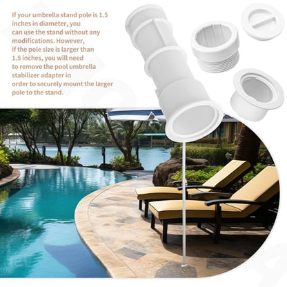 US105 Umbrella Stand with Sleeve and Center Cap, 7 1/2" Stand with Sleeve, for Umbrellas, Volleyball Poles and Tiki Torches, 1 1/2" - 1 3/4" Hole Can be Installed on Floor, Step or Deck - White