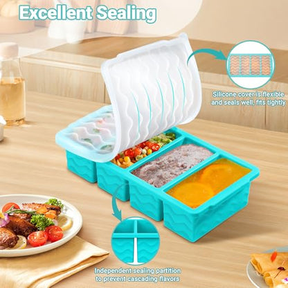 Silicone Freezer Molds for Soup with Lid – 1-Cup Soup Container Style Ice Cube Trays for Freezer, Meal Prep & Food Storage, Freeze 250mL/125mL Portions – 2 Pack