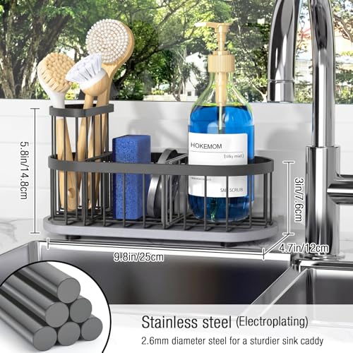 Sponge Holder for Kitchen Sink with High Brush Hol... (Grey)
