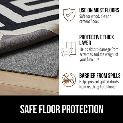 GORILLA GRIP Felt with Rubber Stay in Place Slip Resistant Rug Pad, 1/8 inch Thick, 2x8 FT Protective Padding Under Area Rugs, Cushioned Gripper Pads, Carpet Runners, Hardwood Floors Protection