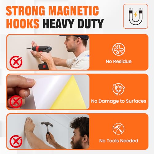 Magnetic Hooks 8 PCS 150lb Magnet Hook Cruise Cabins (Black) | Essentials Heavy Duty Wreath Hanger Strong Magnets for Classroom Whiteboard Wreath Coat Hanging Garage Cruise Ship Camping