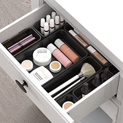 Simple Houseware Interlocking Desk Drawer Bins Organizer, 10 Packs, Black | Great for Makeup Vanity, Bathroom, Office Drawers