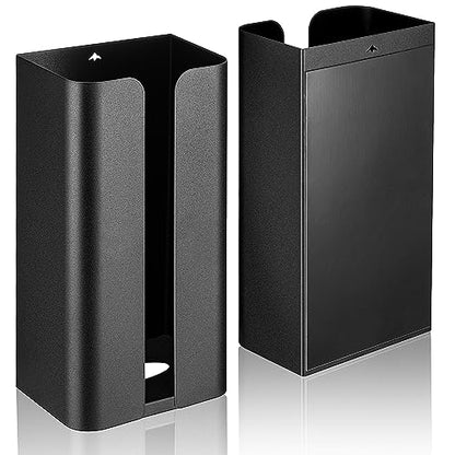 Uiifan 2 Pcs Magnetic Suction Plastic Bag Holder Wall Mount Plastic Grocery Bag Organizer Wide Opening Dispenser Fingerprint Resistant Smudge Proof Saver for Pantry, Black