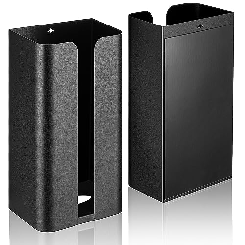 Uiifan 2 Pcs Magnetic Suction Plastic Bag Holder Wall Mount Plastic Grocery Bag Organizer Wide Opening Dispenser Fingerprint Resistant Smudge Proof Saver for Pantry, Black