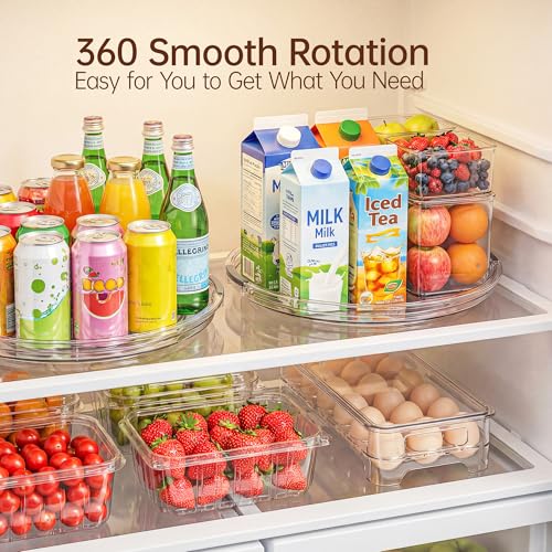 LAMU 12 in Lazy Susan Turntable, 4 Pack Clear Spice Rack, Organizer Storage | 360° Rotating, Kitchen Storage Tray for Cabinet & Table Top, Pantry, Fridge, Bathroom, Medicine & Countertop