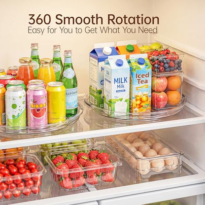 LAMU 12 in Lazy Susan Turntable, 4 Pack Clear Spice Rack, Organizer Storage | 360° Rotating, Kitchen Storage Tray for Cabinet & Table Top, Pantry, Fridge, Bathroom, Medicine & Countertop