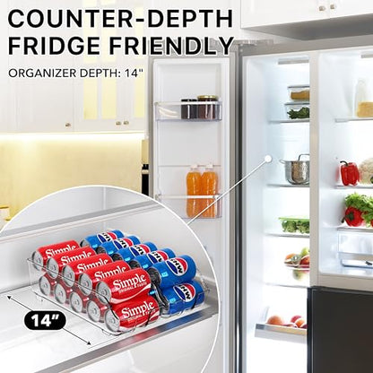 Simple Houseware Soda Can Organizer Dispenser Refrigerator/Pantry, Set of 2 | Clear