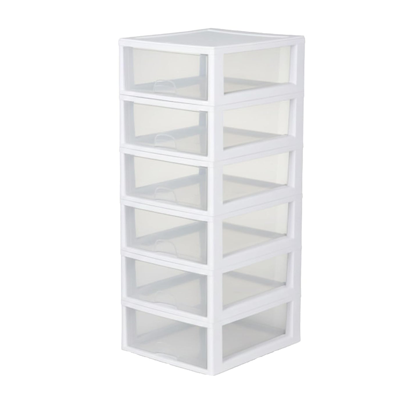 Sterilite 6-Pack 16 Quart Stacking Drawer, Clear Storage Closet Organizer, White Frame - Stackable Modular Plastic Drawers for Clothes, Accessories, Craft Supplies, Shoes or Linens
