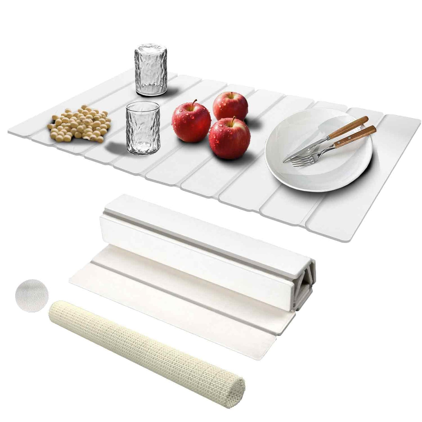 Dish Drying Mat Stone Bath Mat Diatomaceous Earth Stone Drying Mat For Kitchen Counter Sink Bath Mat Quick Dry Non Slip Foldable Dish Drying Rack Mat Large(24"×16" White)