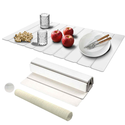 Dish Drying Mat Stone Bath Mat Diatomaceous Earth Stone Drying Mat For Kitchen Counter Sink Bath Mat Quick Dry Non Slip Foldable Dish Drying Rack Mat Large(24"×16" White)