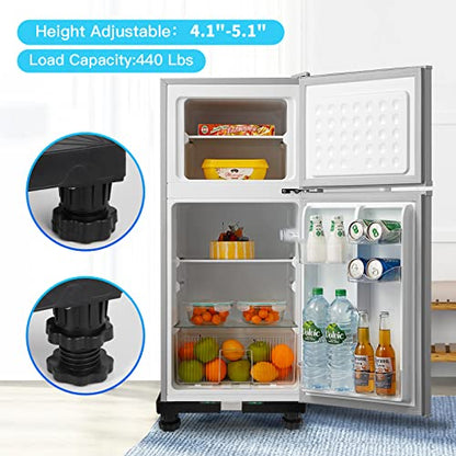 Mini Fridge Stand Universal Raised Base Adjustable Refrigerator Stands with 4 Strong Feet Washing Machine Pedestal Multi-Functional Bases for Dryer (Black)