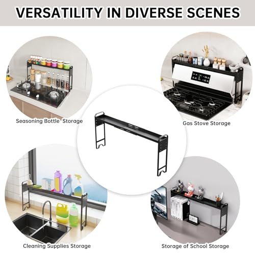 Over The Sink Shelf & Window Plant Shelf, Expandable Kitchen Organization | Adjustable in Height & Length, Multi-Purpose Storage Rack, For Stove, Bathroom, Study