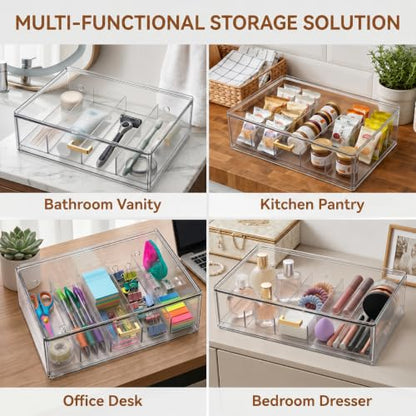 LALOBLUE Clear Acrylic Sunglasses Organizer, Stackable Eyeglass Storage Case with Gold Handles, Glasses Display Holder