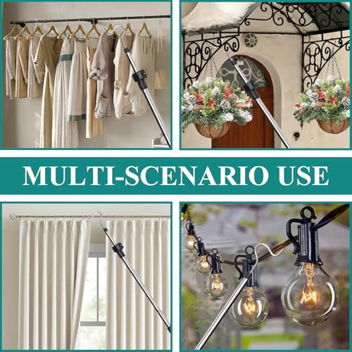 Clothes Hanger Reaching Hook Telescopic Adjustment clothes hook pole Light and can Extend from 37" to 65" with 4.7 "Hook and Sponge Handle.