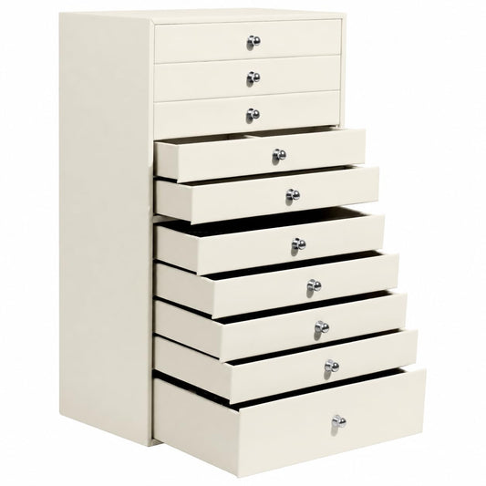 GUKA Large Jewelry Box, Jewelry Case with 10 Drawers for Big and Small Jewelry, Jewelry Storage Organizer for Watch Earrings Necklace Rings Bracelets, Birthday Wedding Gifts, White