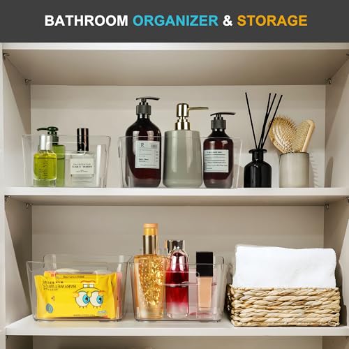 Pantry Organizers and Storage, 12 Pack Clear Plastic Storage Bins for Freezer, Multi-Use Organizer Bins for Kitchen, Office, Fridge, Cabinet and Shelf Organizing