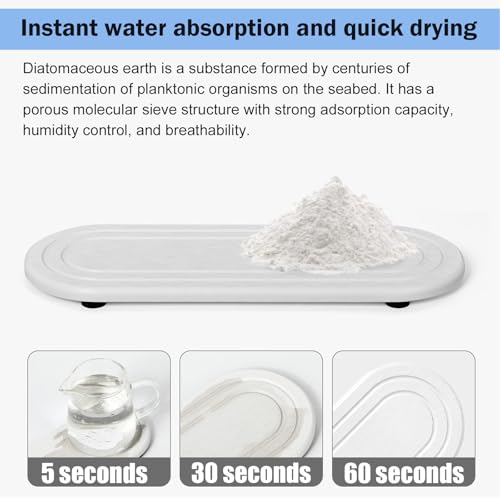 2PCS Water Absorbing Stone Tray, Fast Drying Diatomite Stone Sink Tray, Water Absorbent Diatomite Coasters, Stones Soap Trays for Kitchen Sink, Bathroom Counter Hand Soap Dish & Holders